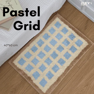 Heyhome พรมแต่งบ้าน พรมลายตาราง Grid Pastel ผ้าทอขนนุ่มฟู หนาแน่น ขนาด 40*60 cm.