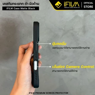 [Official] iFilm เคสดำ Matte For iPhone 17ProMax 17Pro 17Air 17 16 promax 15 plus 14 13 pm เคสไอโฟน Case แม่เหล็ก ขาตั้ง