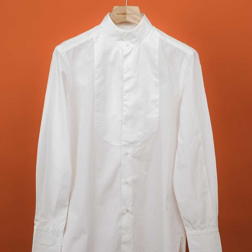 L - SOVEREIGN BY UNITED ARROWS White Cotton Tuxedo Shirt