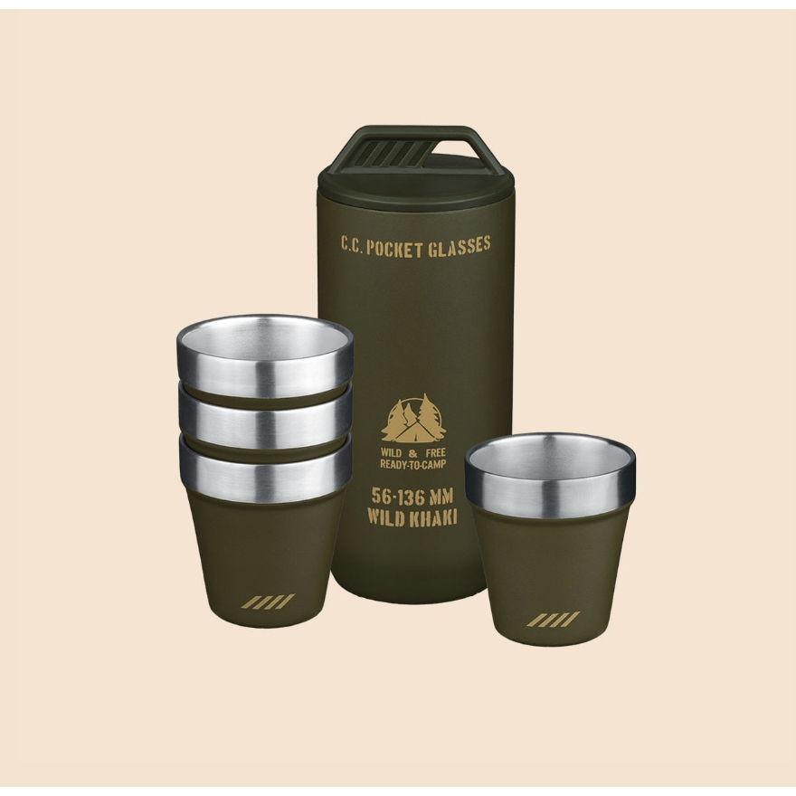 CARGO CONTAINER POCKET GLASS ชุดแก้ว สแตนเลส 4 ใบ และขวดเก็บ by Jeep Camping - รูปที่ 3