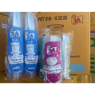 แก้ว PET 16 ออนซ์ ปาก 98 เรียบใส ตรา3A : จำหน่าย แก้วเปล่า 500ใบ ครึ่งลัง และ 1000ใบ ยกลัง