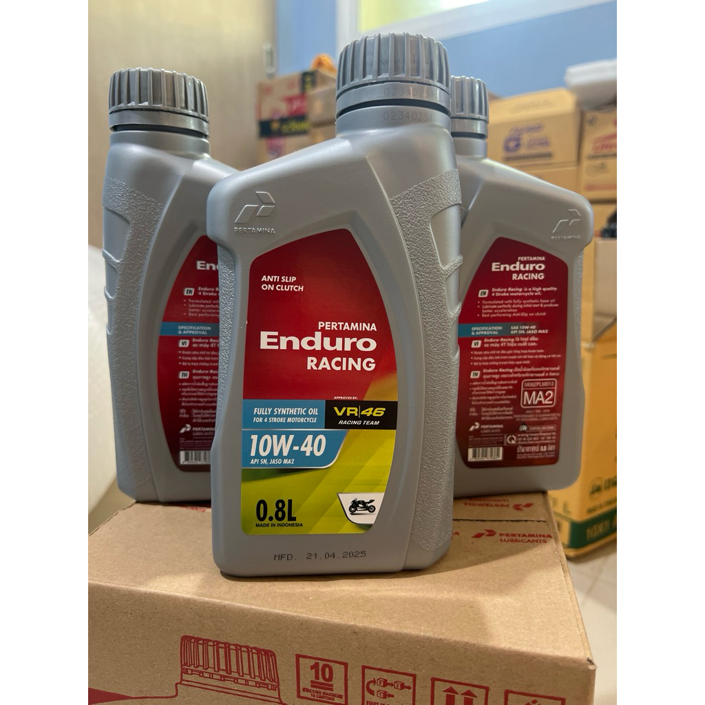 น้ำมันเครื่อง Pertamina Enduro racing fully synthetic oil 4T sae 10w-40 Api sn, JASO MA2 ขนาด 0.8 ลิ