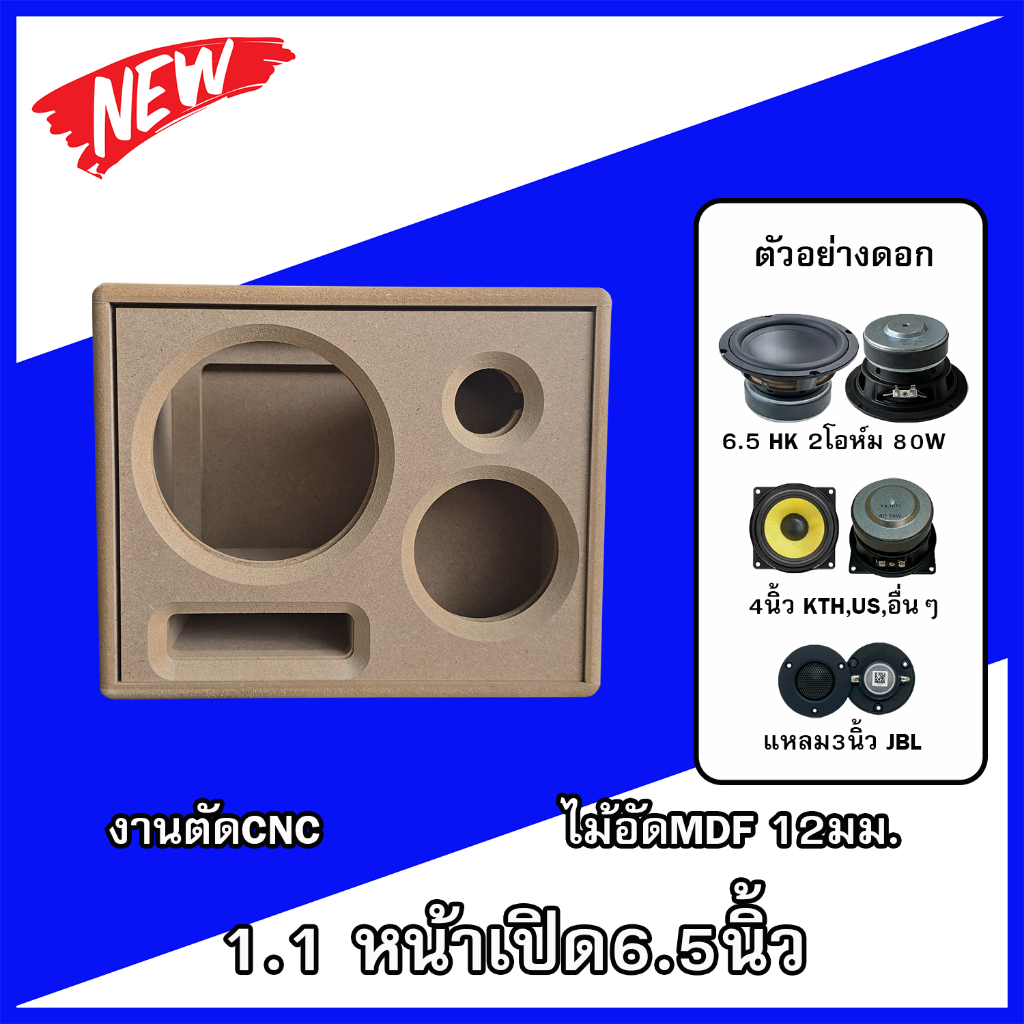 ตู้ลำโพงบลูทูธ1.1หน้าเปิด6.5นิ้ว ตู้ลำโพงDIY ลำโพงกลางแจ้ง ลำโพงรถยนต์