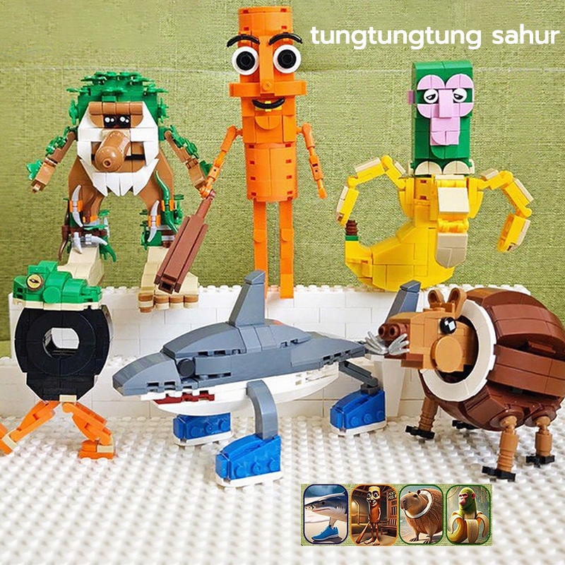 【พร้อมส่งจากไทย】สไตล์ใหม่ Tung Tung Tung Sahur ตัวต่อ ซีรี่ส์ tralalero tralala toy AI Spoof buildin