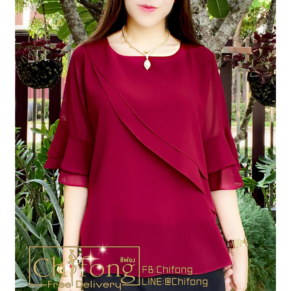 เสื้อชีฟองสวยๆ แขนระบาย เสื้อผ้าแฟชั่น รูปที่ 2