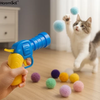 Harmcat ของเล่นแมว ปืนยิงลูกบอลไหมพรม ปืนยิงแมว ของเล่นแมวยิงลูกบอล สําหรับฝึกสัตว์เลี้ยง ฝึกทักษะ