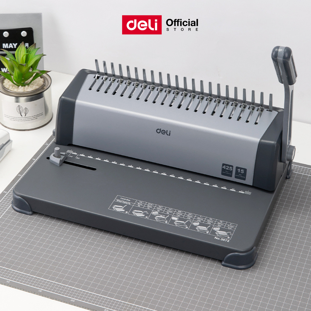 เครื่องเข้าเล่มเอกสาร Deli สันกระดูกงู เจาะกระดาษ และเข้าเล่มในเครื่องเดียว Binding Machine