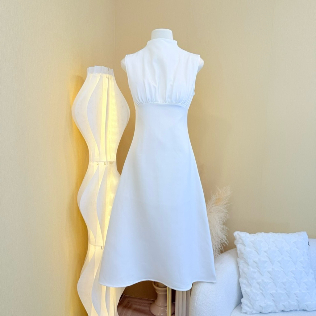 [LISA] A1107 ชุดเดรสกระโปรงยาวคอเต่าแขนกุดแต่งซิปซ่อนด้านหลัง ดีไซน์เรียบหรูผู้ดี ใส่ดินเนอร์ คาเฟ่ - รูปที่ 5