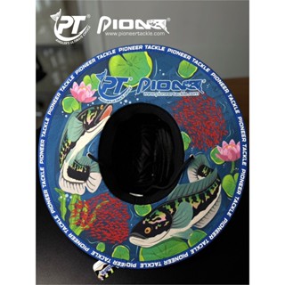 New หมวกฟางดำ ลายแม่ครอกชะโด Pioneer กันแดด มีแถบ 4 สี