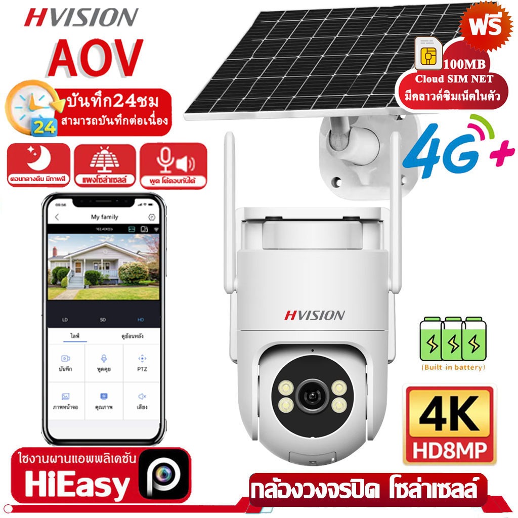 🔥ฟรี100MBเน็ต🔥 4K Solar CCTV กล้องวงจรปิดโซล่าเซลล์ 4Gใส่ซิม กล้องวงจรปิด มองเห็นในที่มืด ภาพคมชัด