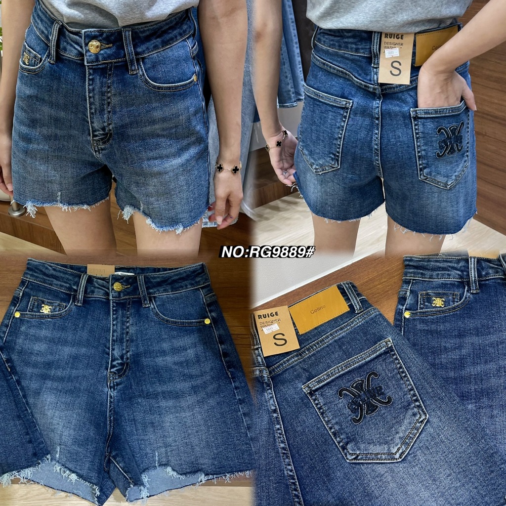 RG9889# กางเกงยีนส์ขาสั้น ผ้ายืด