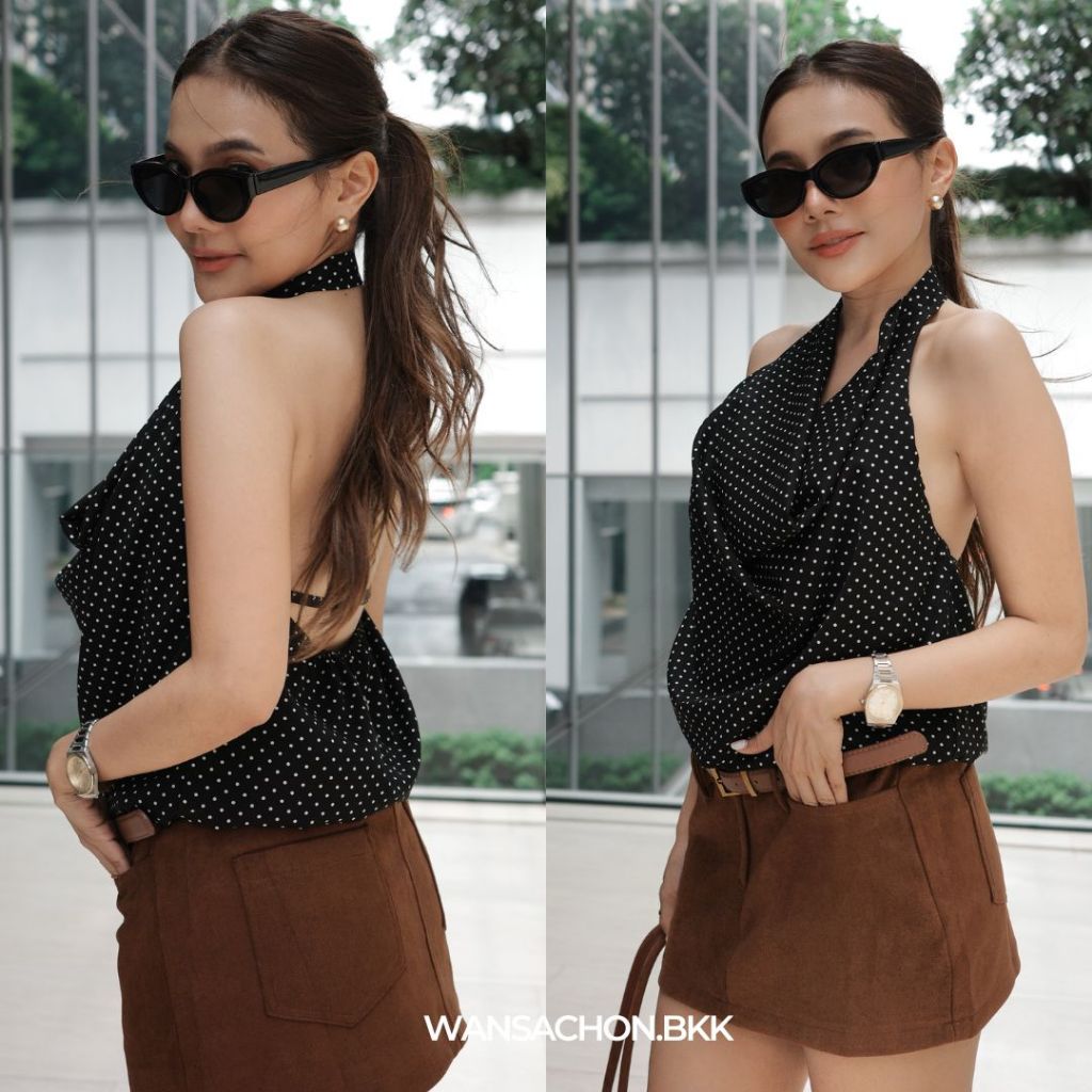 WSC l LANA POLKADOT TOP เสื้อคล้องคอลาย Polkadot สาวเก๋เท่านั้นที่เข้าใจ