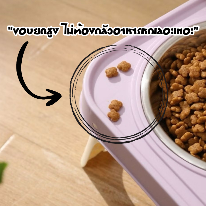 HM-ชามสัตว์เลี้ยงน่ารัก การออกแบบชามคู่พับได้ ใช่ได้ตั้งกินและดื่ม การออกแบบร่องป้องกันมด สีสดใสน่ารัก - รูปที่ 2