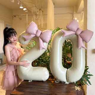 New!ลูกโป่งตัวเลข32นิ้ว40นิ้วสีครีมคาราเมลโกโก้ ฟ้าชมพู ลูกโป่งตัวเลข