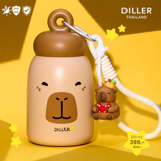 Diller Thailand Thermo Flask 270ml กระติกน้ำสุญญากาศ กระติกเก็บความเย็น-ร้อน ฝาหมุนแบบยกดื่ม สแตนเลส 2 ชั้น ส่งจากทม.