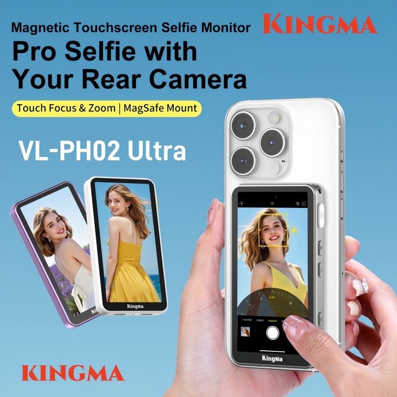 【New Arrival】Kingma VL-PH02 Ultra จอมอนิเตอร์เซลฟี่แม่เหล็ก 4K พร้อมรีโมตไร้สาย ใช้ได้ทั้ง iPhone แล