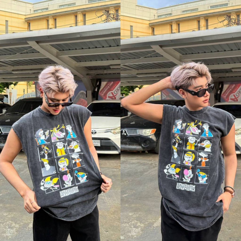 Sleeveless Oversize Vintage Style  | เสื้อแขนกุดโอเวอร์ไซส์ เสื้อฟอก ชาย-หญิง ฟอกนิ่ม สกรีนลาย