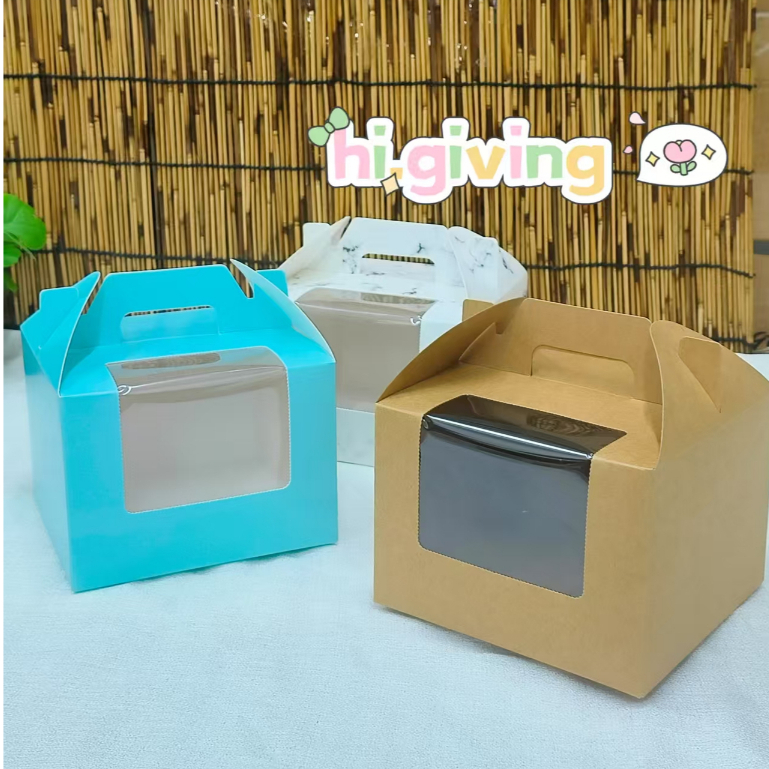 กล่อง กล่องคัพเค้ก หูหิ้วเจาะหน้าต่างพลาสติกใส  4หลุม ใส่เค้กมินิ ได้นะคะ (1ใบ) - รูปที่ 4