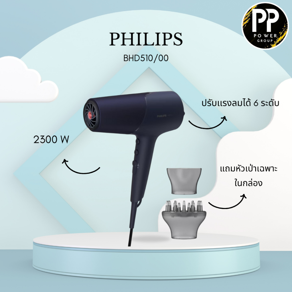 PHILIPS ไดร์เป่าผม รุ่น BHD510/00 BK     5000 Series
