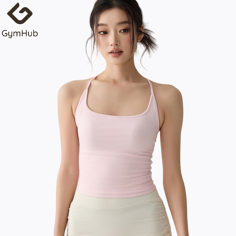 GymHub เสื้อกีฬาผู้หญิงระบายอากาศดีพร้อมบราในตัว เหมาะสำหรับโยคะวิ่งออกกำลังกายและเทนนิส