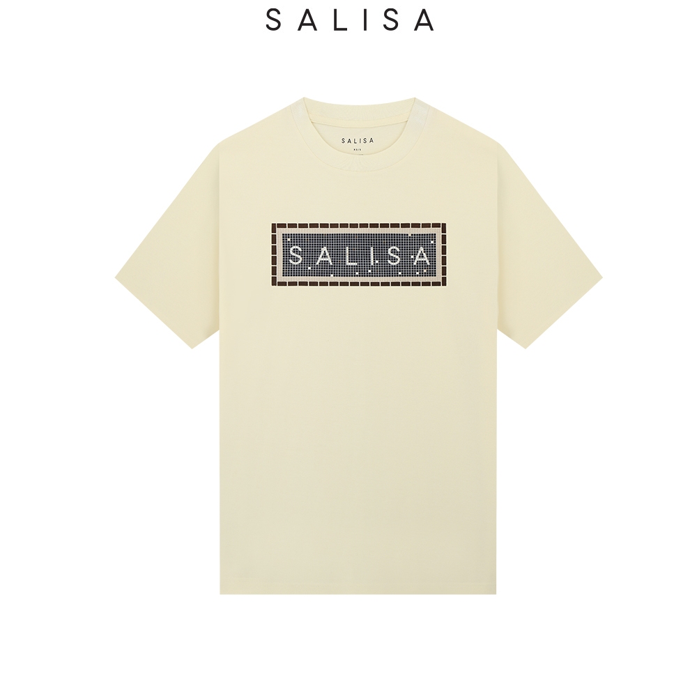SALISA - UNISEX OVERSIZED T-SHIRT NY Mosaic Cream เสื้อยืดโอเวอร์ไซส์สกรีนโลโก้