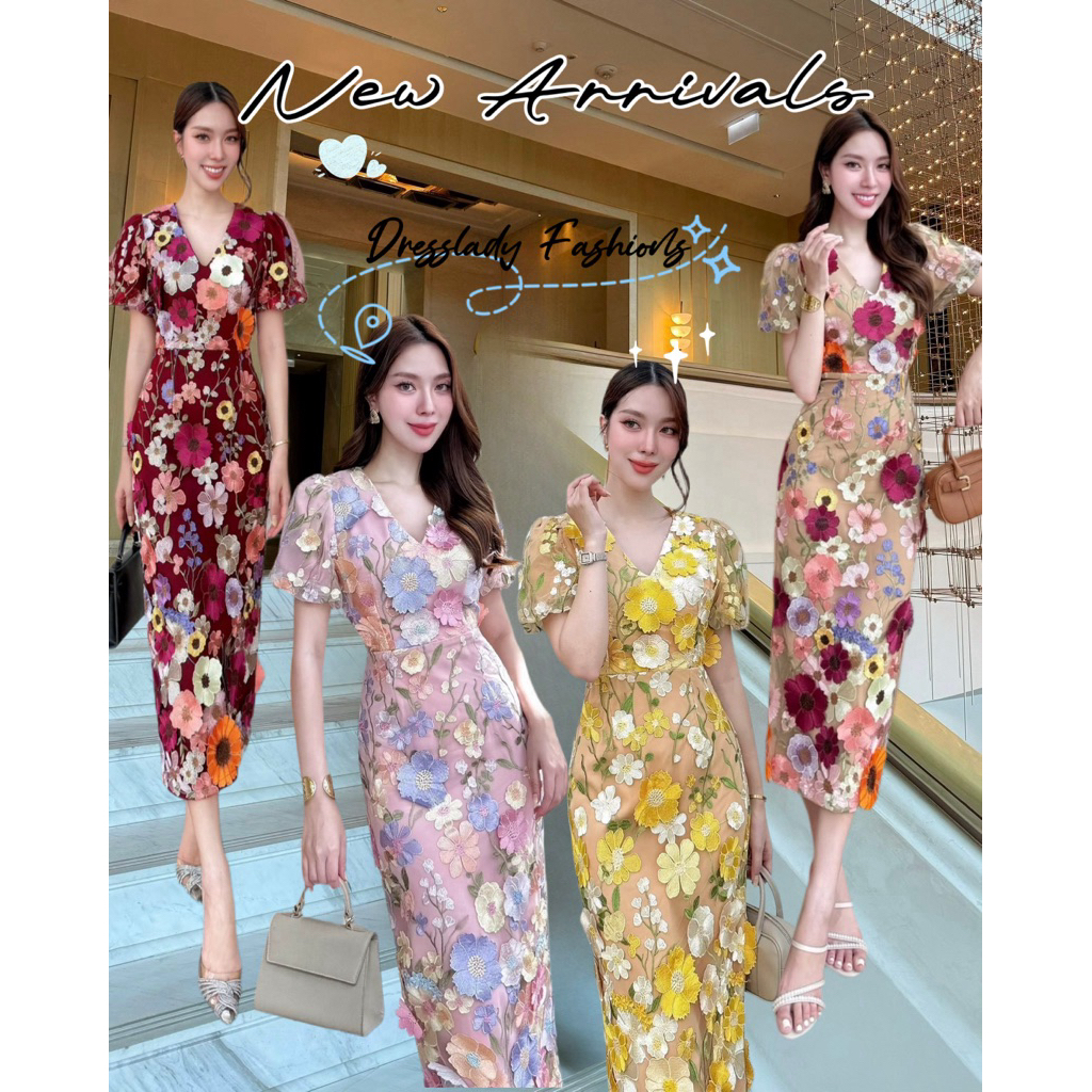 เดรสคอวีแขนตุ๊กตาเอวเข้ารูปกระโปรงยาวทรงสอบมีซับในผ้าหนานุ่มอย่างดีทั้งชุดรวมถึงแขนด้วยค่ะตัดเย็บด้วยผ้าปัก