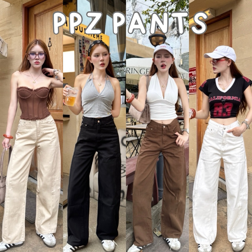 ɴᴇᴡ ʙᴀʟʟᴏᴏɴꜱ ᴊᴇᴀɴꜱ🖤กางเกงยีนส์ทรงบอลลูน ขาโค้ง ผ้ายีนส์ไม่ยืด กางเกงยีนส์ผู้หญิง PPZ PANTS