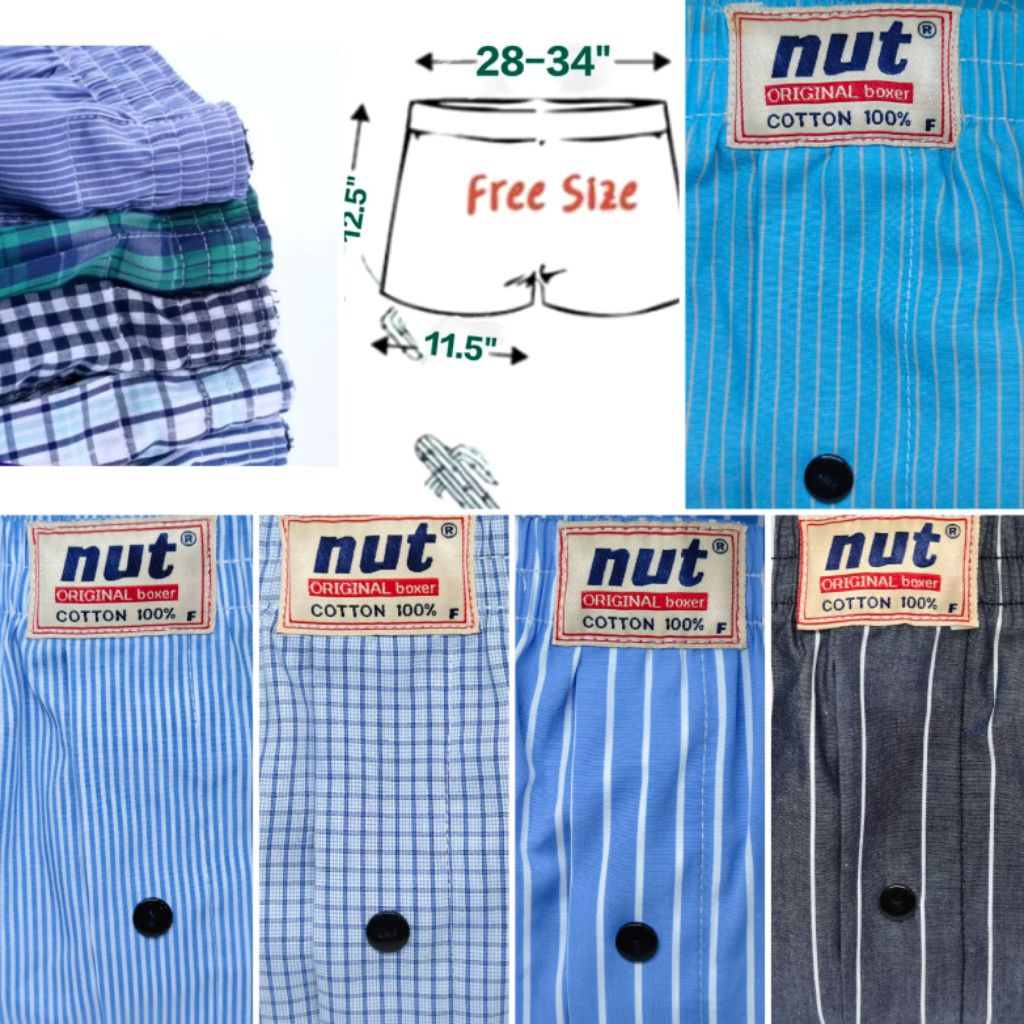 บ๊อกเซอร์ทรงเกาหลี,🇰🇷⚡ (FREE SIZE) NUT BOXER boxer กางเกงขาสั้น  บ๊อกเซอร์ผ้าเชิ้ต บ๊อกเซอร์คอตตอน💯% ไร้ตะเข็บหลัง สาขา1