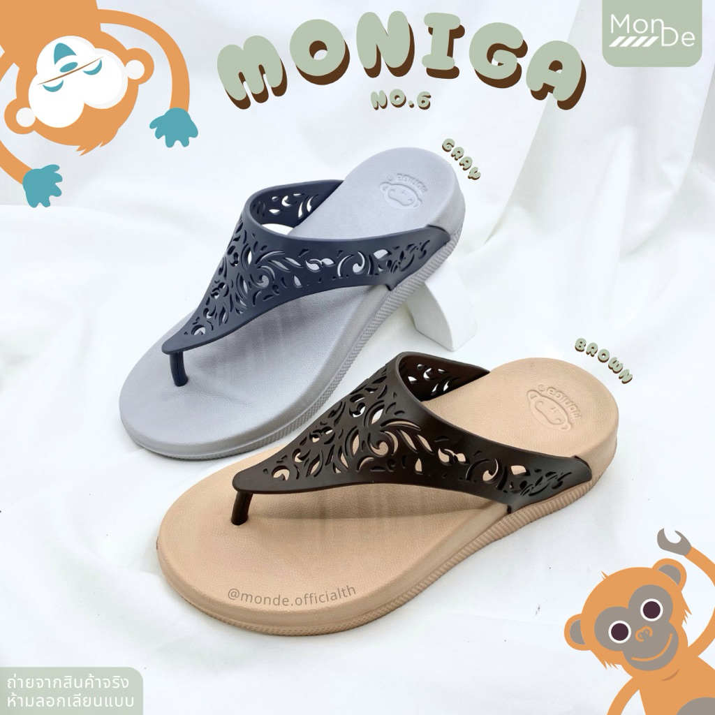 Moniga6 รองเท้าแตะหูหนีบ MONOBO ส้นสูง นิ่ม เบา สบาย ไซส์ 5-8 พร้อมส่ง