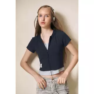 STYLIST - Devon BabyTee/Crop 013 เสื้อยืดซิปด้านหน้า Baby Tee