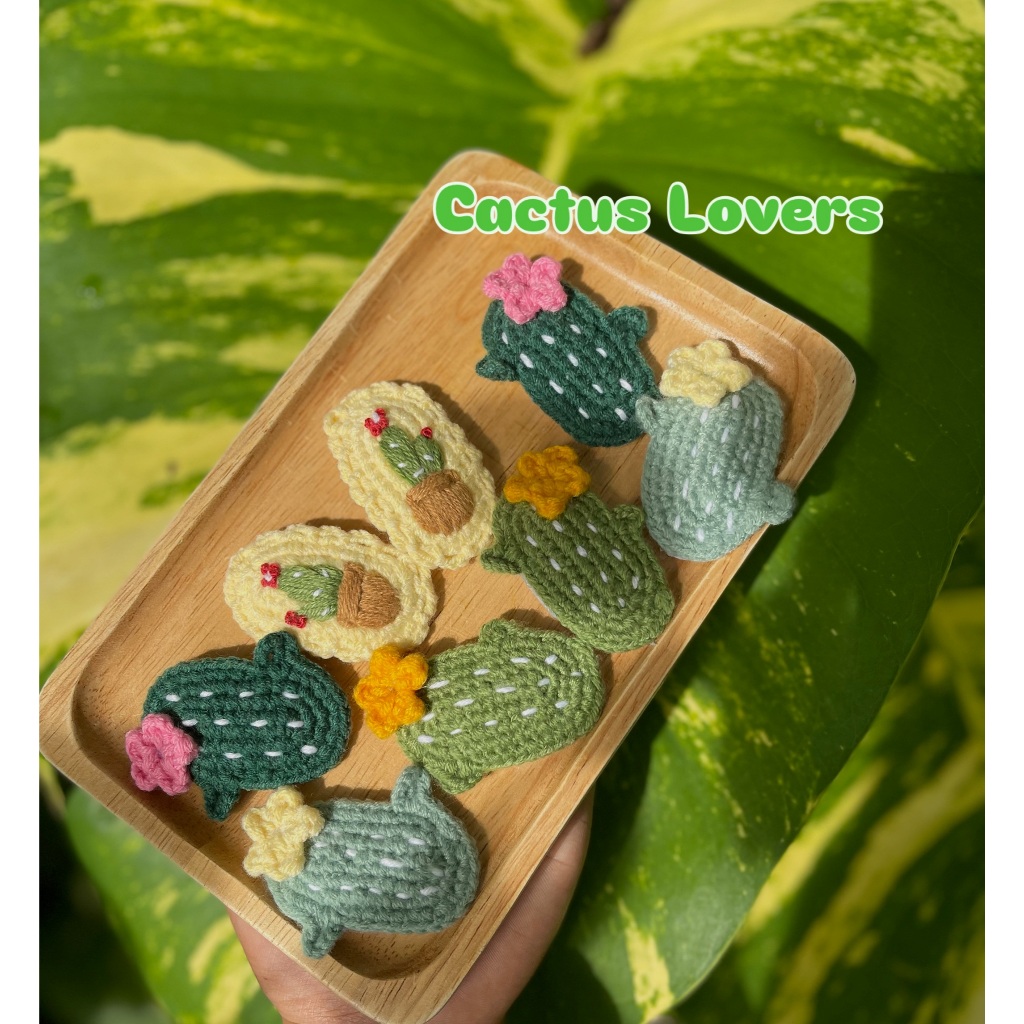 กิ๊ฟเป๊าะแป๊ะไหมพรมแฮนเมด ลาย Cactus