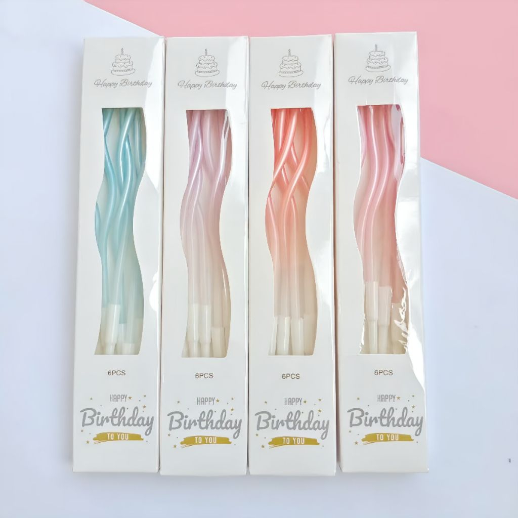 เทียนเกลียวสีมุก เทียนวันเกิดเกลียวสีมุก พร้อมส่ง