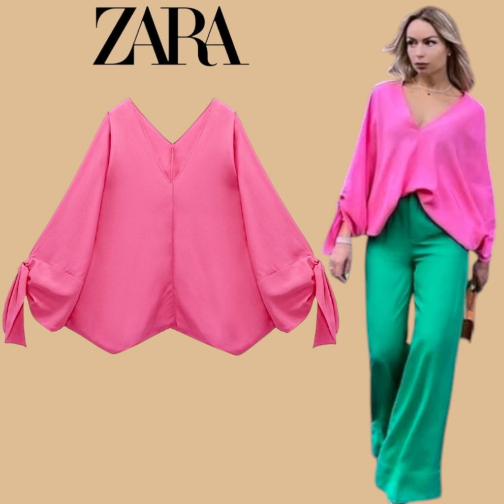 SP406 เสื้อเบลาส์ผูกโบว์ Zara Fluid