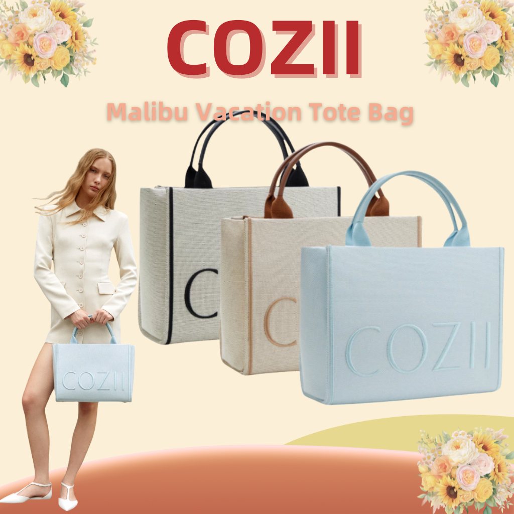 COZII - Malibu Vacation Tote Bag👜3 สี  กระเป๋าผ้าแคนวาส พร้อมสายสะพายข้าง💯ของแท้