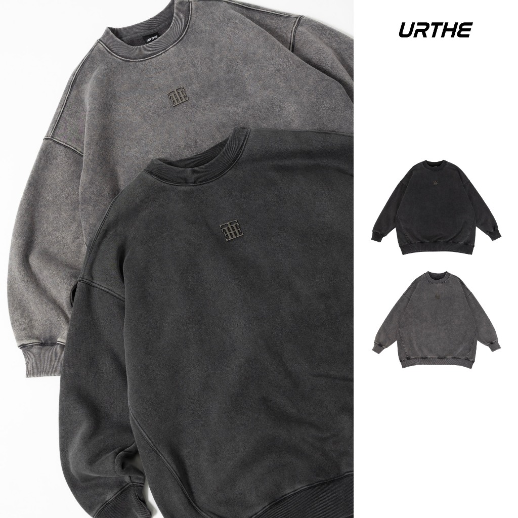 URTHE - เสื้อสเวตเตอร์ เเขนยาว Oversize รุ่น WILDERNESS FADED SWEATSHIRT