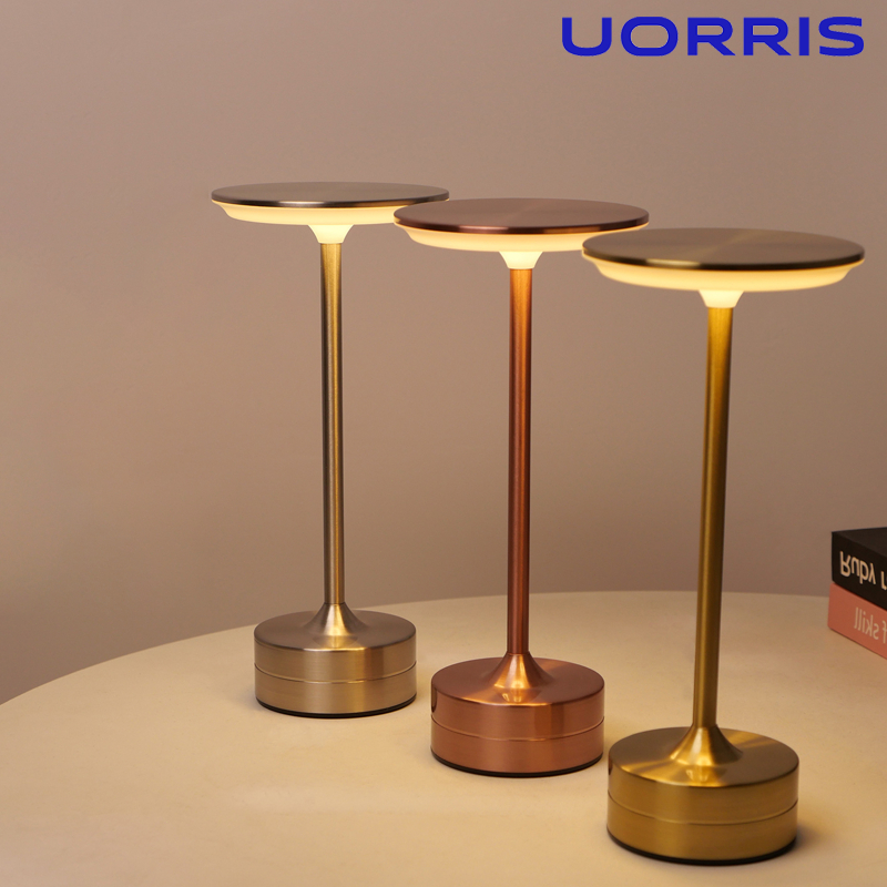 UORRIS โคมไฟตั้งโต๊ะ LED เซนเซอร์สัมผัส ชาร์จไฟได้ โคมอ่านหนังสือ แบบไร้สาย ด้วย USB สําหรับร้านอาหาร โรงแรม บาร์ ห้องนอ