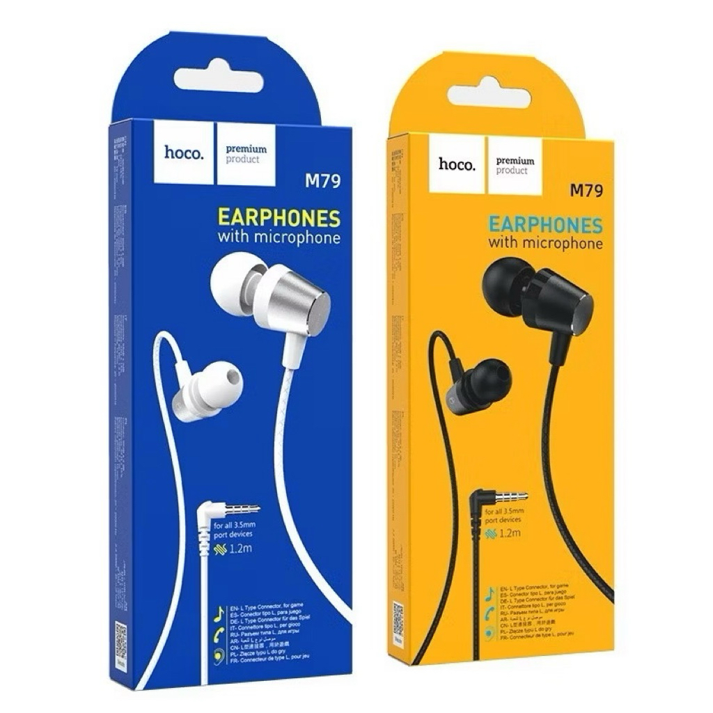 Hoco M79 หูฟังอินเอียร์ Aux 3.5 มม. แบบมีจุกยาง เสียงเบสแน่น ราคาถูก ของแท้ พร้อมประกัน