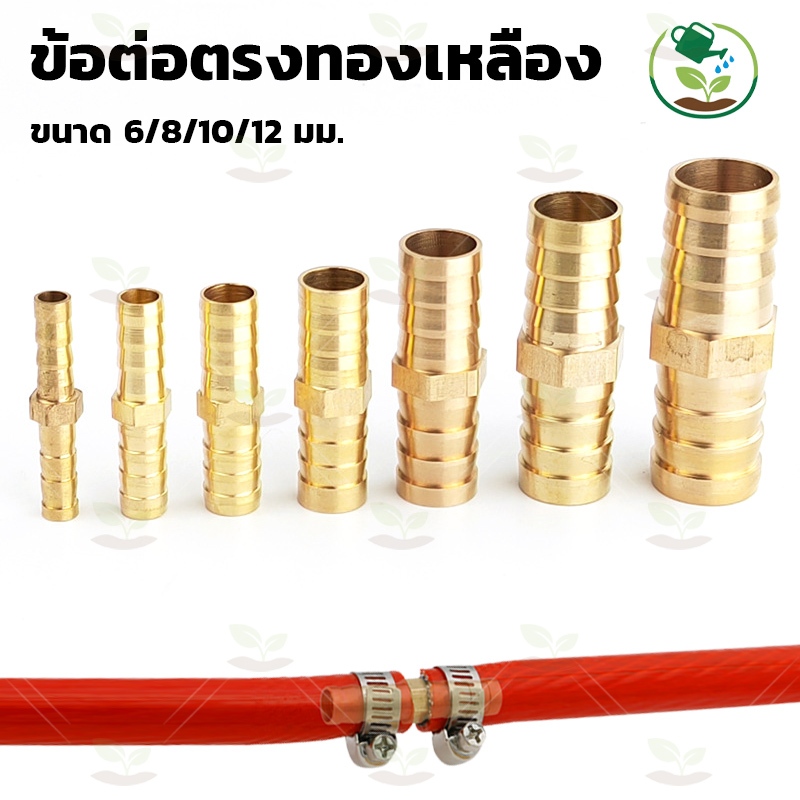 (แพ็ค 2 ตัว)ข้อต่อตรงหางปลาไหลทองเหลือง ข้อต่อท่อทองเหลือง ข้อต่อตรงทองเหลือง ขนาด 6mm,8mm,10mm,12mm