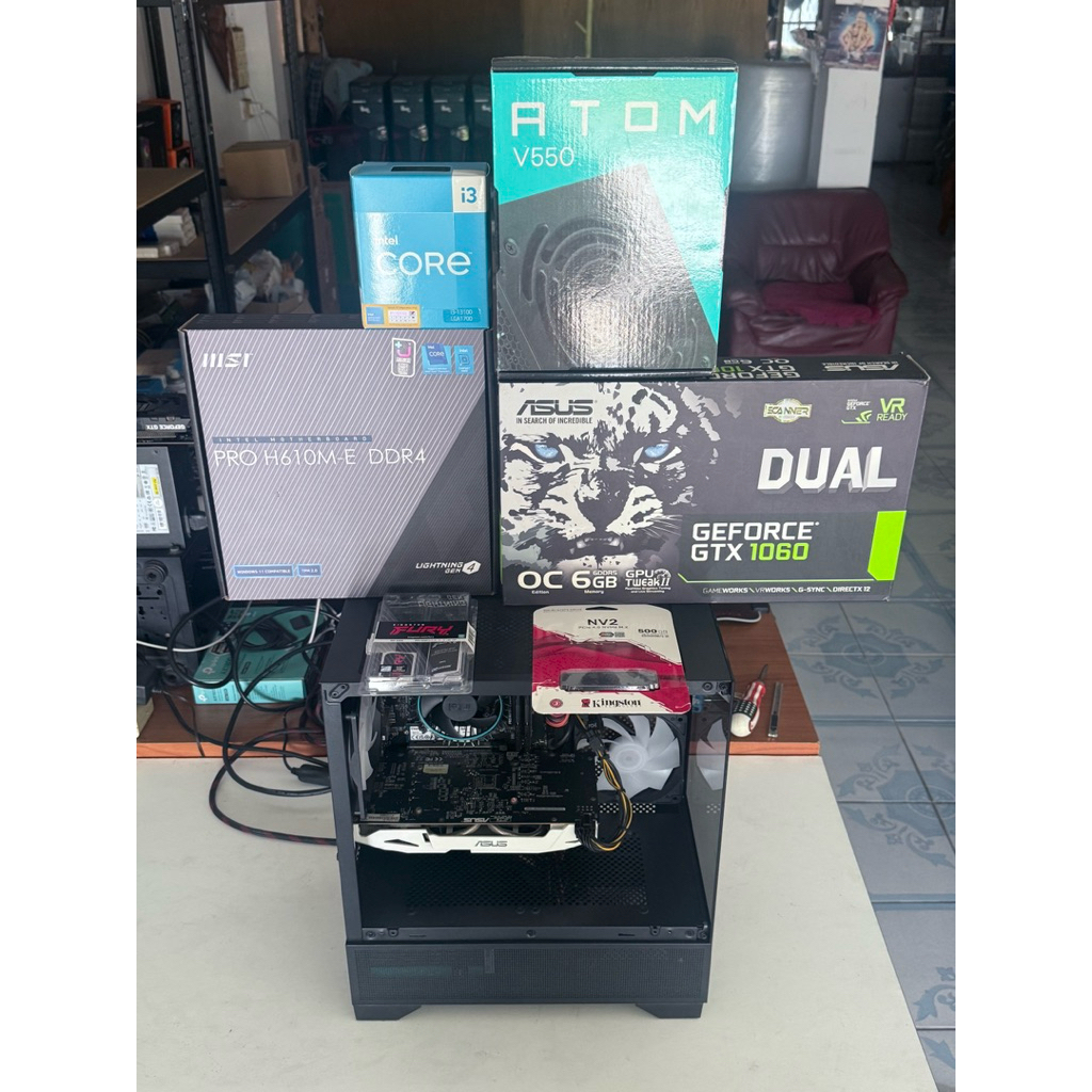 Com PC SET I3-13100 4C 8T + GTX1060 6GB เคสเล็ก สายมินิมอล