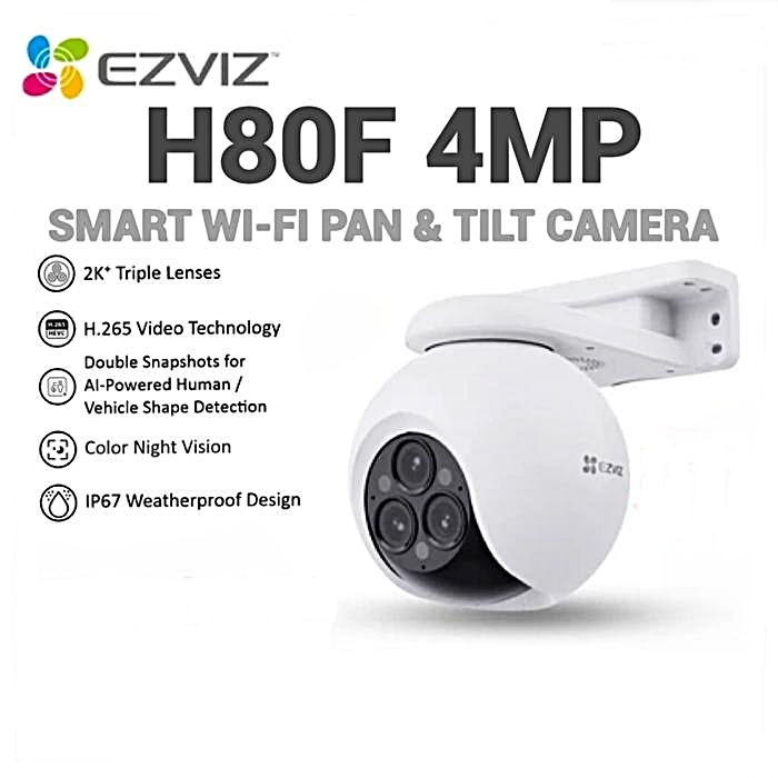 EZVIZ H80f Multi 2K x 3 Triple-Lens Smart Home Wi-Fi Camera กล้องวงจรปิดภายนอก 3 เลนส์