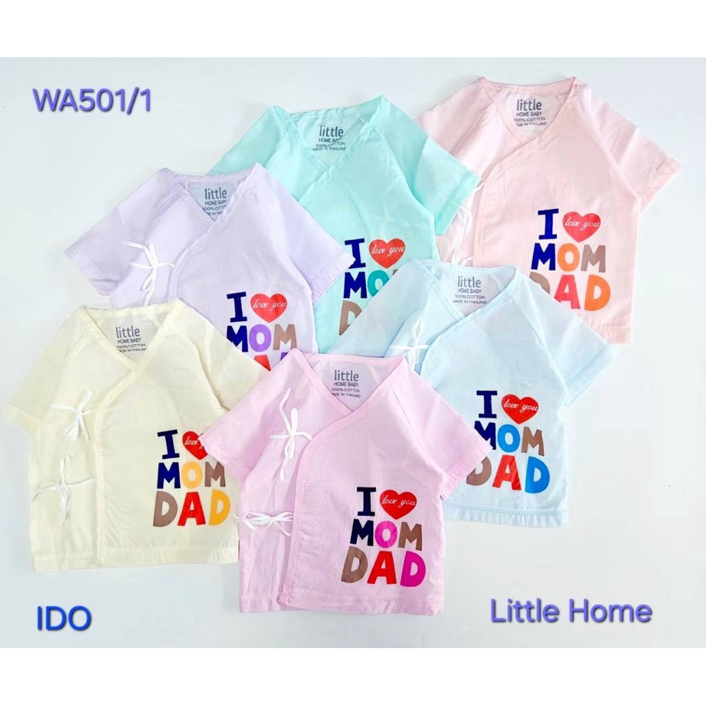 เสื้อผูกหน้าเด็กแรกเกิด เสื้อป้ายเด็ก ผ้ามัสลิน ยี่ห้อLittle แท้