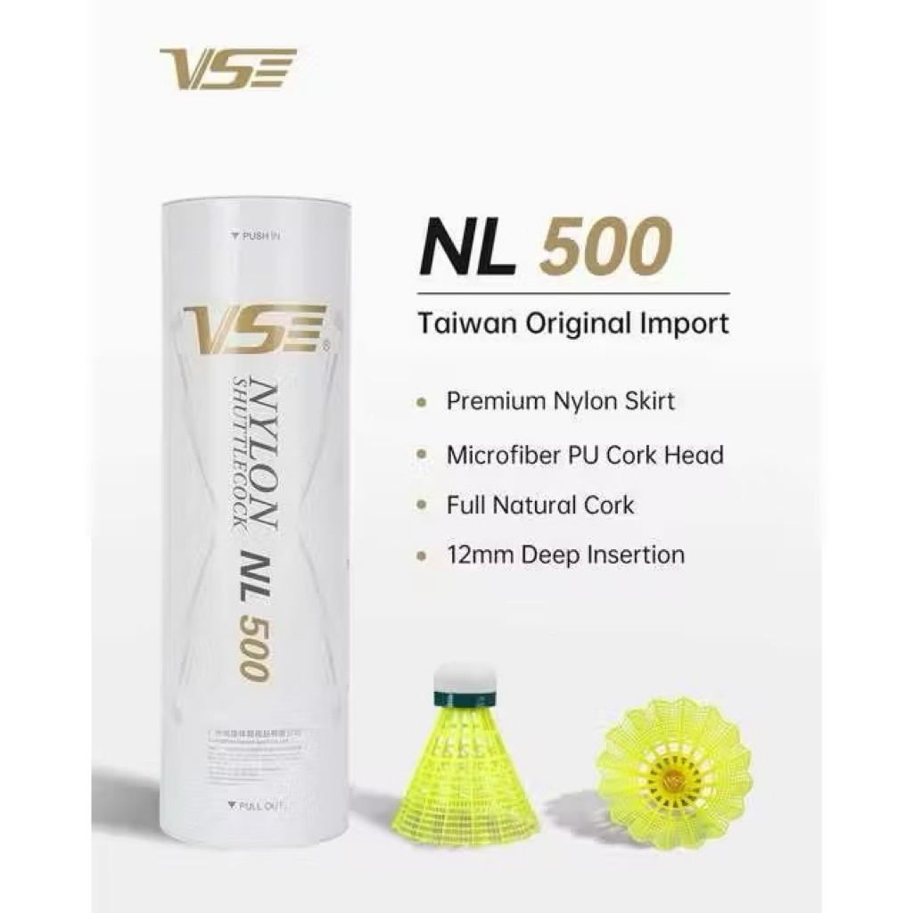 VS ลูกแบดพลาสติก รุ่น NL500 NYLON Shuttlecock (บรรจุ6ลูก)