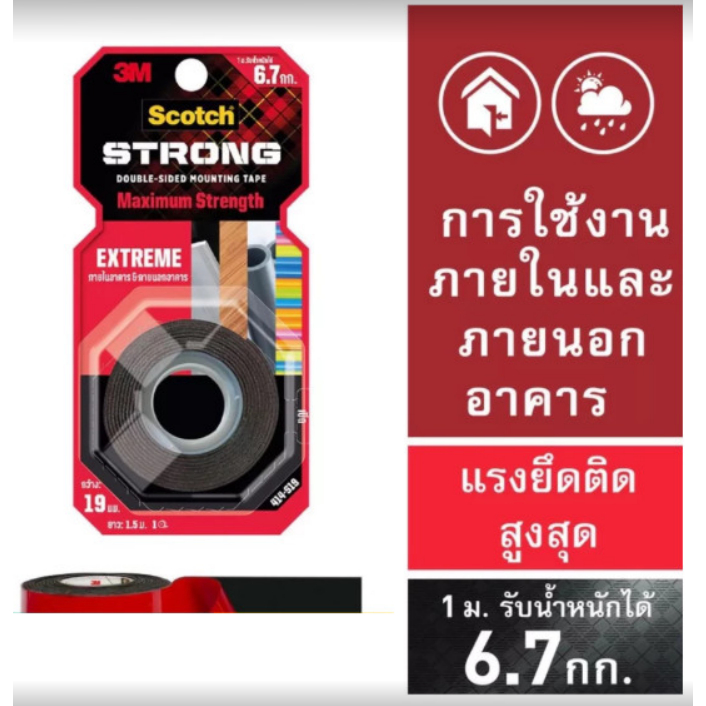เทปกาว 2 หน้า สำหรับภายในและภายนอก 3M  รุ่น 414 ขนาด 19 มม. ยาว 1.5 เมตร
