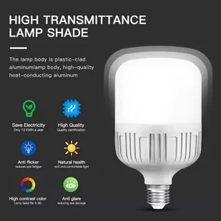หลอดไฟ LED ทรงกระบอก หลอดแม่ค้า ยี่ห้อ QM ขั้ว E27 แสงสีขาว