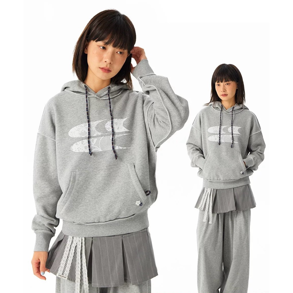 CryingCenter เสื้อกันหนาวแขนยาวฮู้ดดี้ Floral Lace Hoodie 2025
