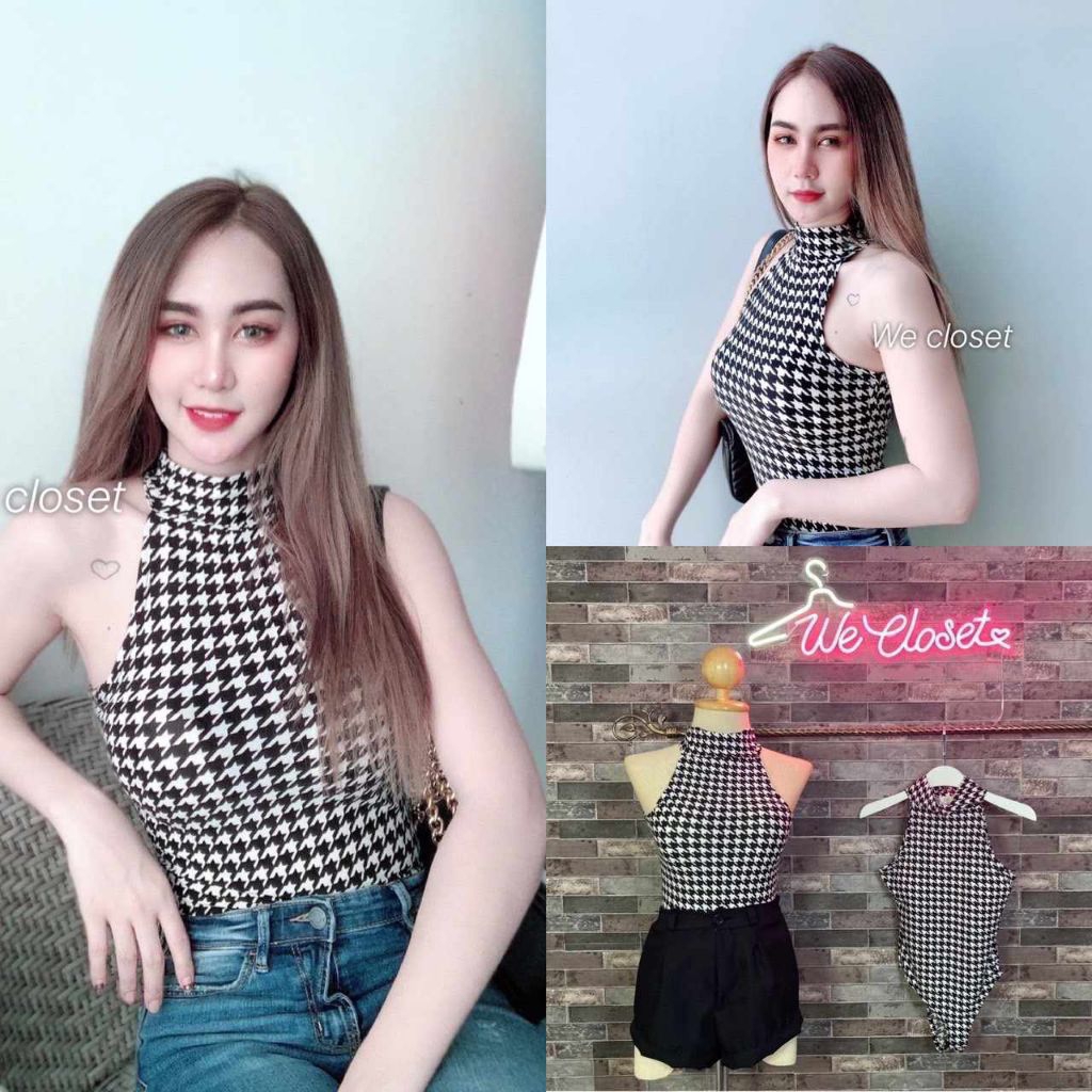 บอดี้สูทคอเต๋า(เสริมฟองน้ำ)