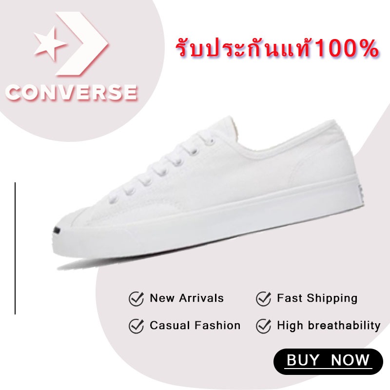 Converse Jack Purcell รองเท้าผ้าใบหุ้มข้อต่ำ ปากเปิด ลำลอง ยูนิเซ็กส์ สีขาว