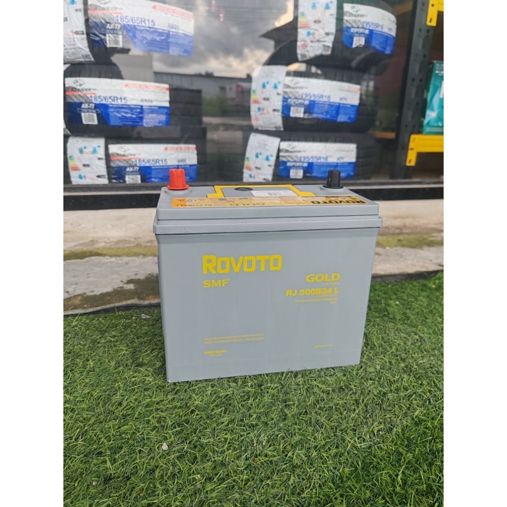 แบตเตอรี่ใหม่​ Rovoto​ แห้งแท้​ 500B24L แอมป์สูง(50A)​ ใส่รถเก๋ง