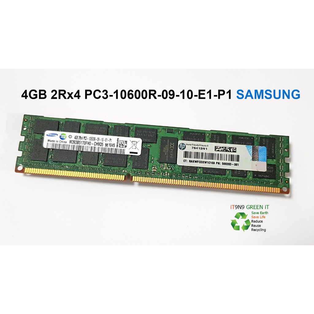 แรม ECC RAM 4GB 2Rx4 PC3-10600R-09-10-E1-P1 มือสอง ยี่ห้อ Samsung