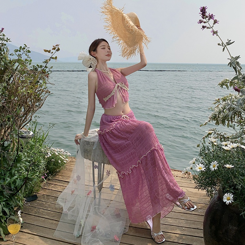 BikiniSexy 🩱🩱ชุดว่ายน้ำแฟชั่นเซ็กซี่คอวีลึก ส่งไวจากไทย ชุดว่ายน้ำแฟชั่น เซ็กซี่ชุดไปทะเล กระโปรงยาว - รูปที่ 4